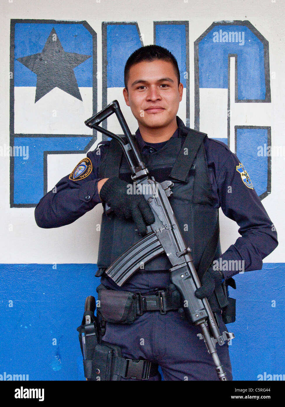 Polizei, Kanton Las Pilas, San Ignacio, Chaltenango Abteilung, El Salvador Stockfoto