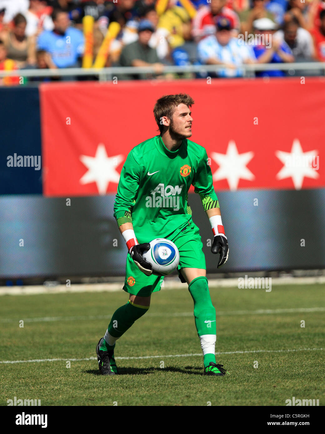 Manchester United Torhüter David De Gea, bereitet sich auf die Kugel Vs Chicago Fire, im Soldier Field 23. Juli 2011 verteilen Stockfoto