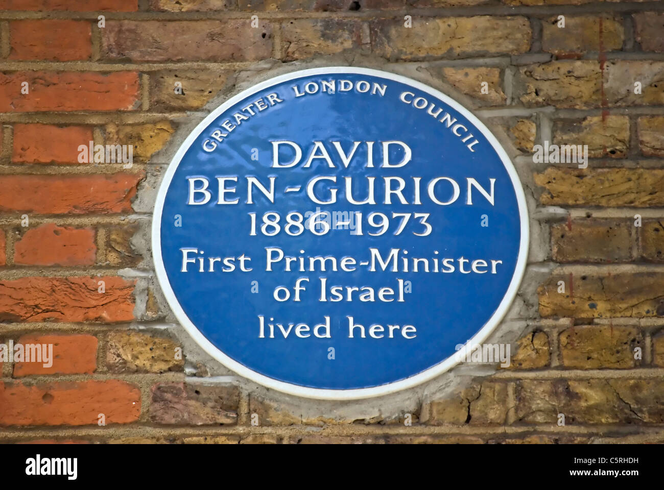 größere London Rat blaue Plakette markiert ein Haus von David Ben Gurion, erster Premierminister von Israel, in London, england Stockfoto