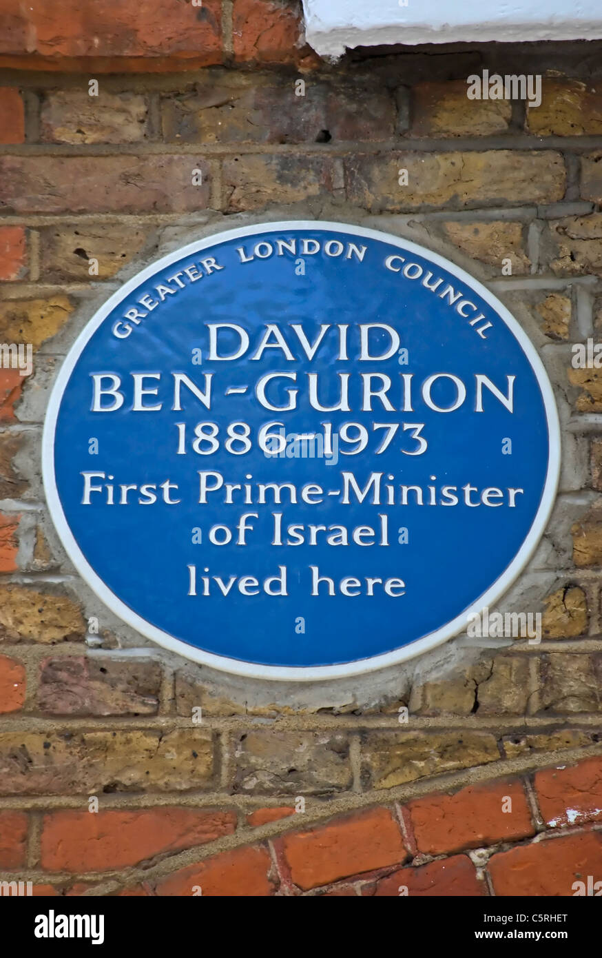 größere London Rat blaue Plakette markiert ein Haus von David Ben Gurion, erster Premierminister von Israel, in London, england Stockfoto