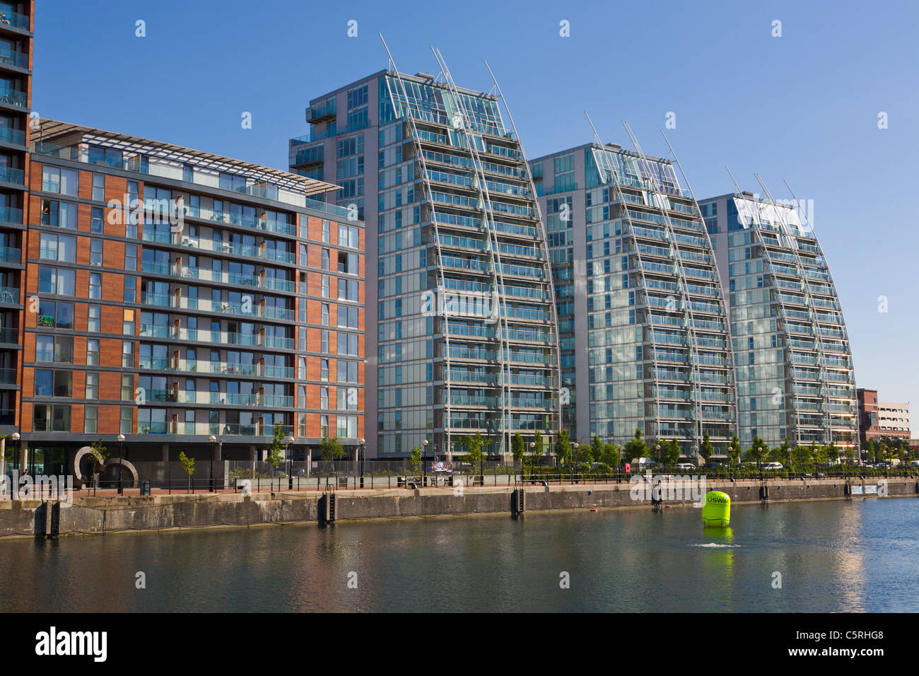 Moderne Wohnungen, Salford Quays, England Stockfoto