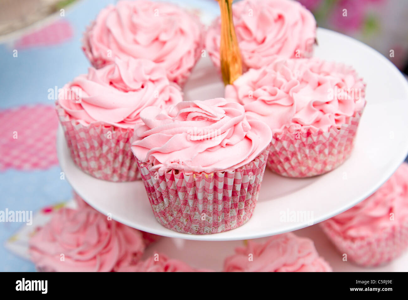Rosa Cup Cakes Stockfoto