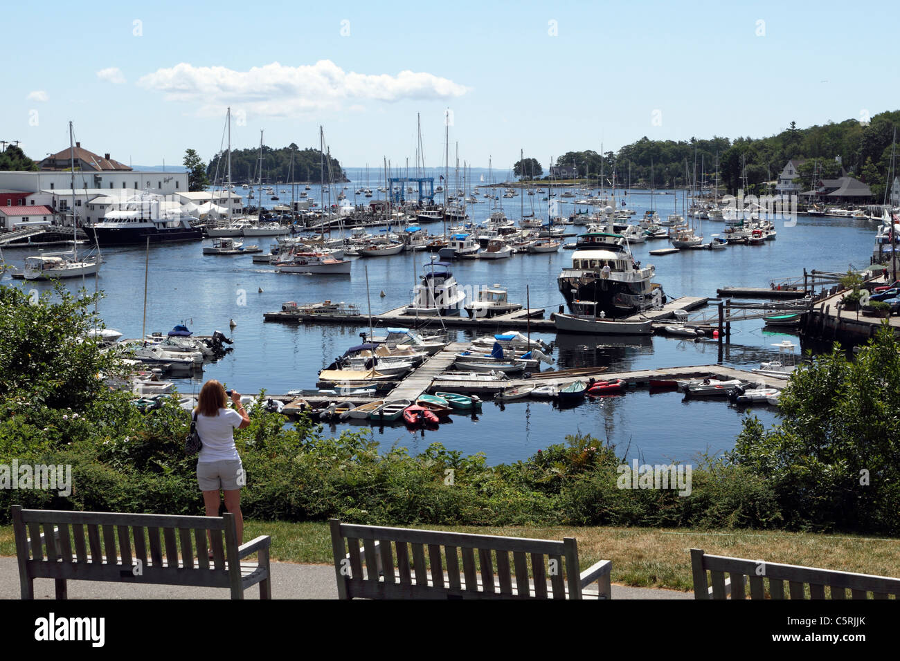 Malerischen Hafen in Camden, Maine, USA. Eine beliebte Mid Küste Stadt in Maine. Stockfoto