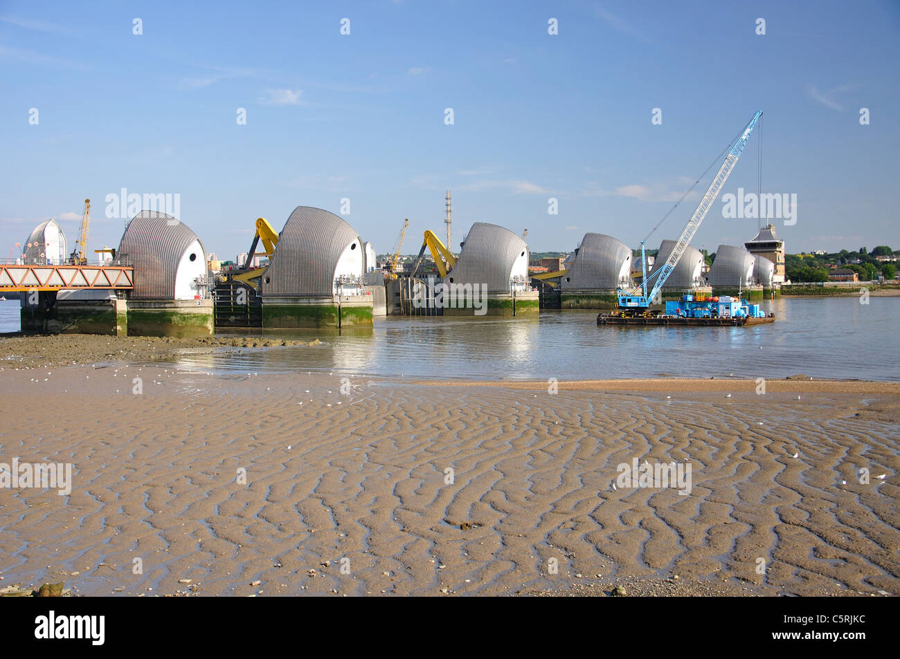 Themse Sturmflutwehr, Silvertown, West Ham, London Borough von Newham, London, Greater London, England, Vereinigtes Königreich Stockfoto