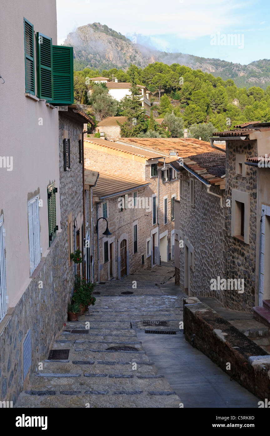 Straße in Port Soller, Mallorca, Spanien, Europa Stockfoto