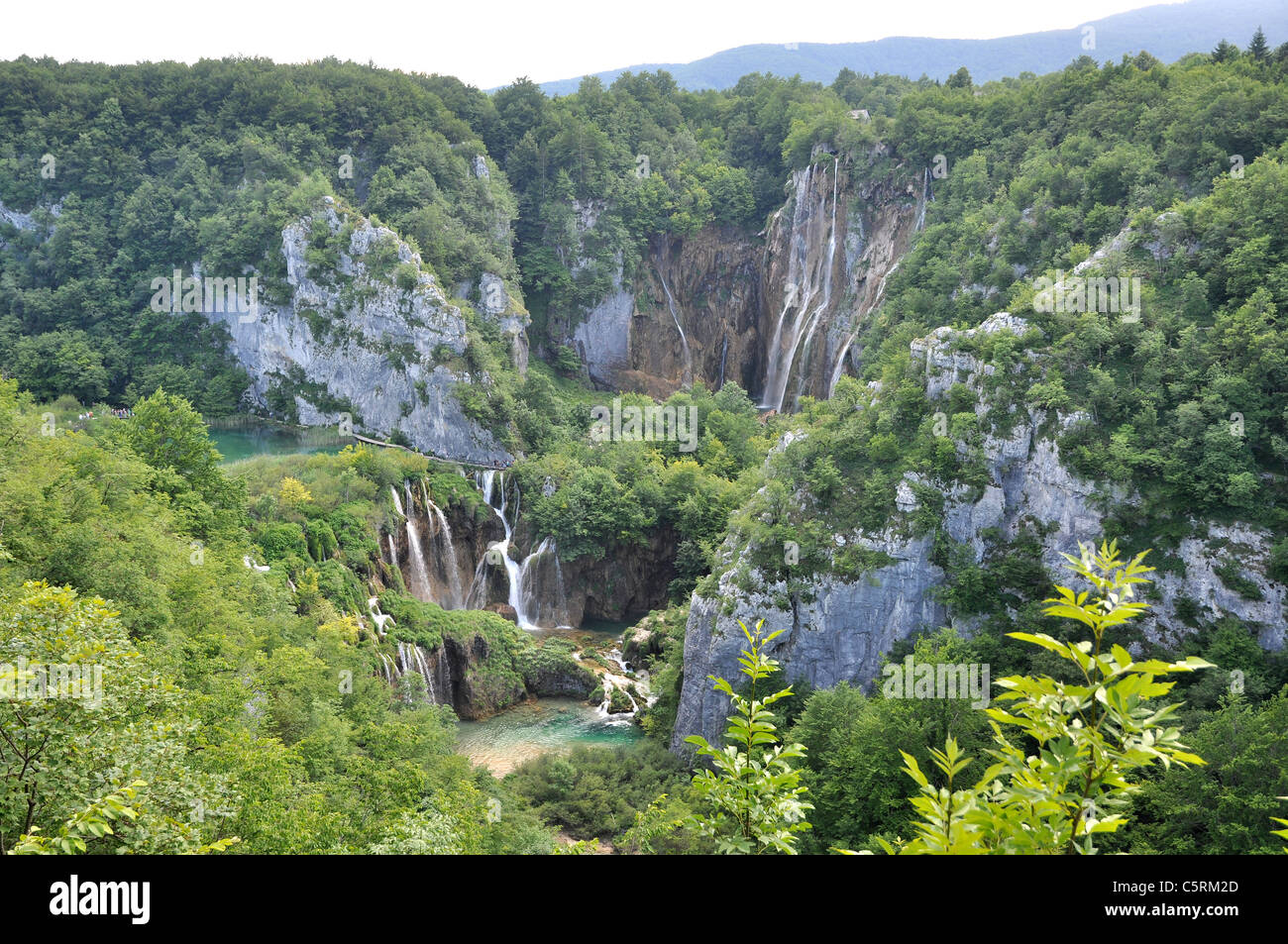 Landschaft in Wasserfällen in der Nähe von Plitvice in Kroatie Stockfoto