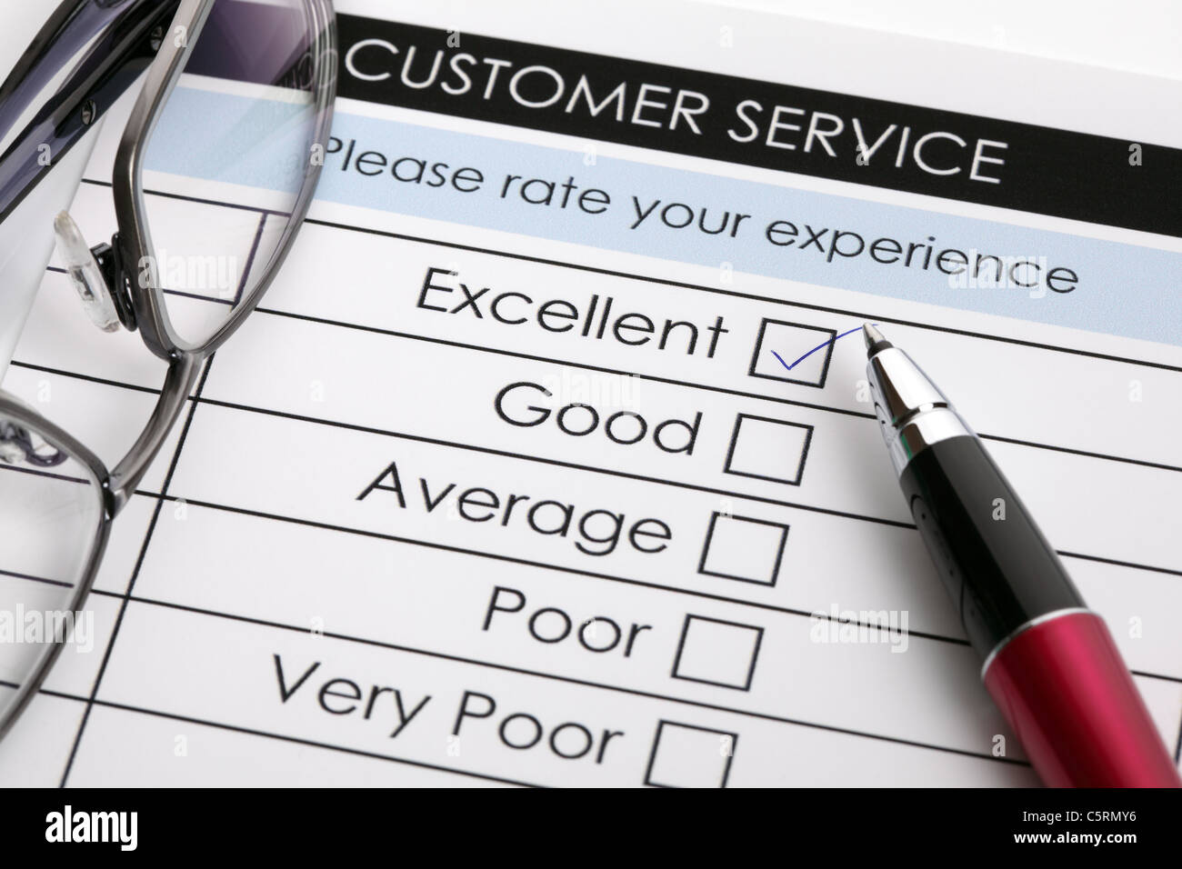 Umfrage zur Kundenzufriedenheit service Stockfoto