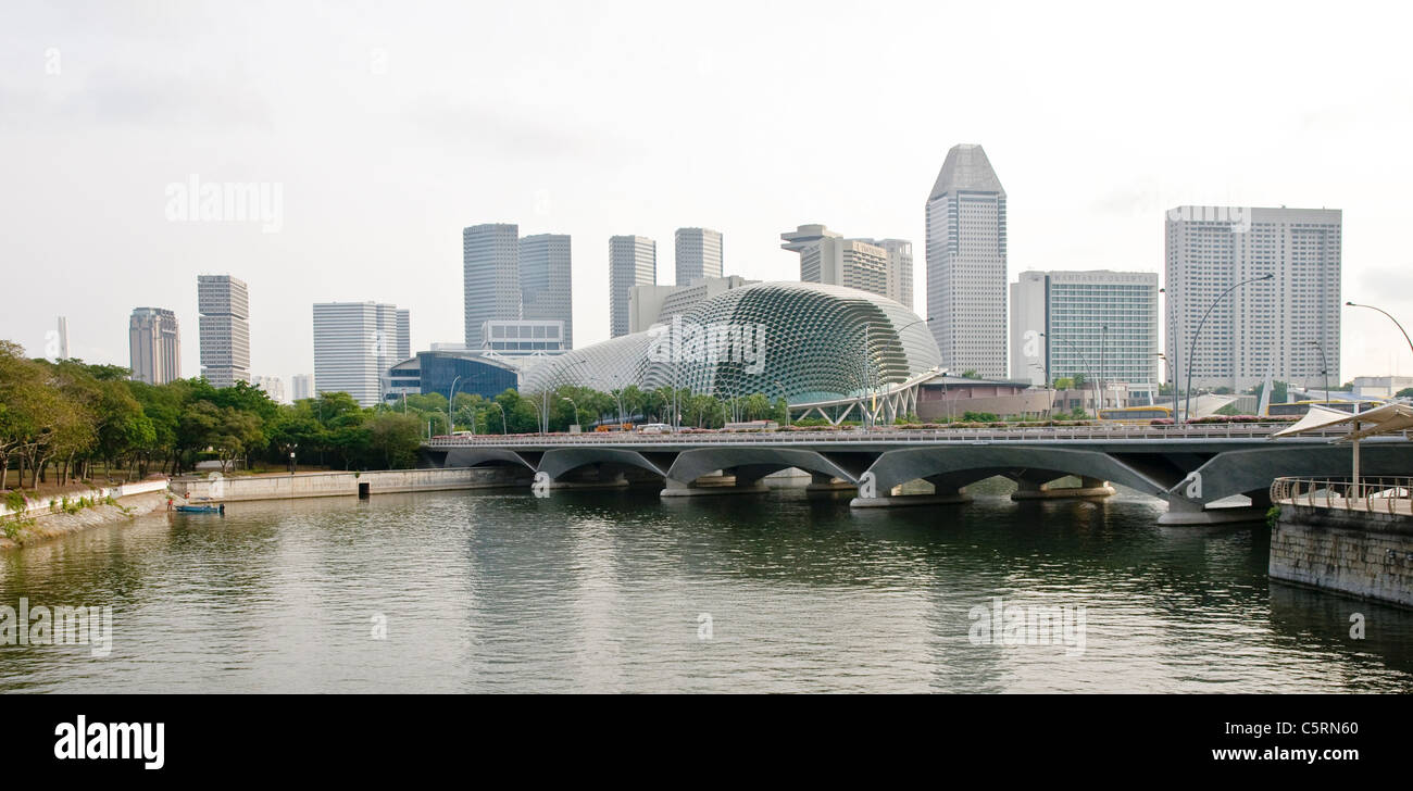 Concert Hall Esplanade, Marina Bay, Skyline, Singapore River, Singapur, Südostasien, Asien Stockfoto