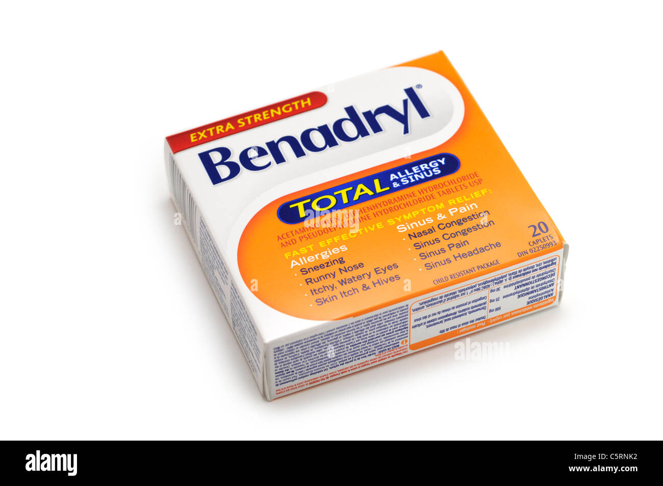 Benadryl Allergie Sinus-Tabletten Stockfoto