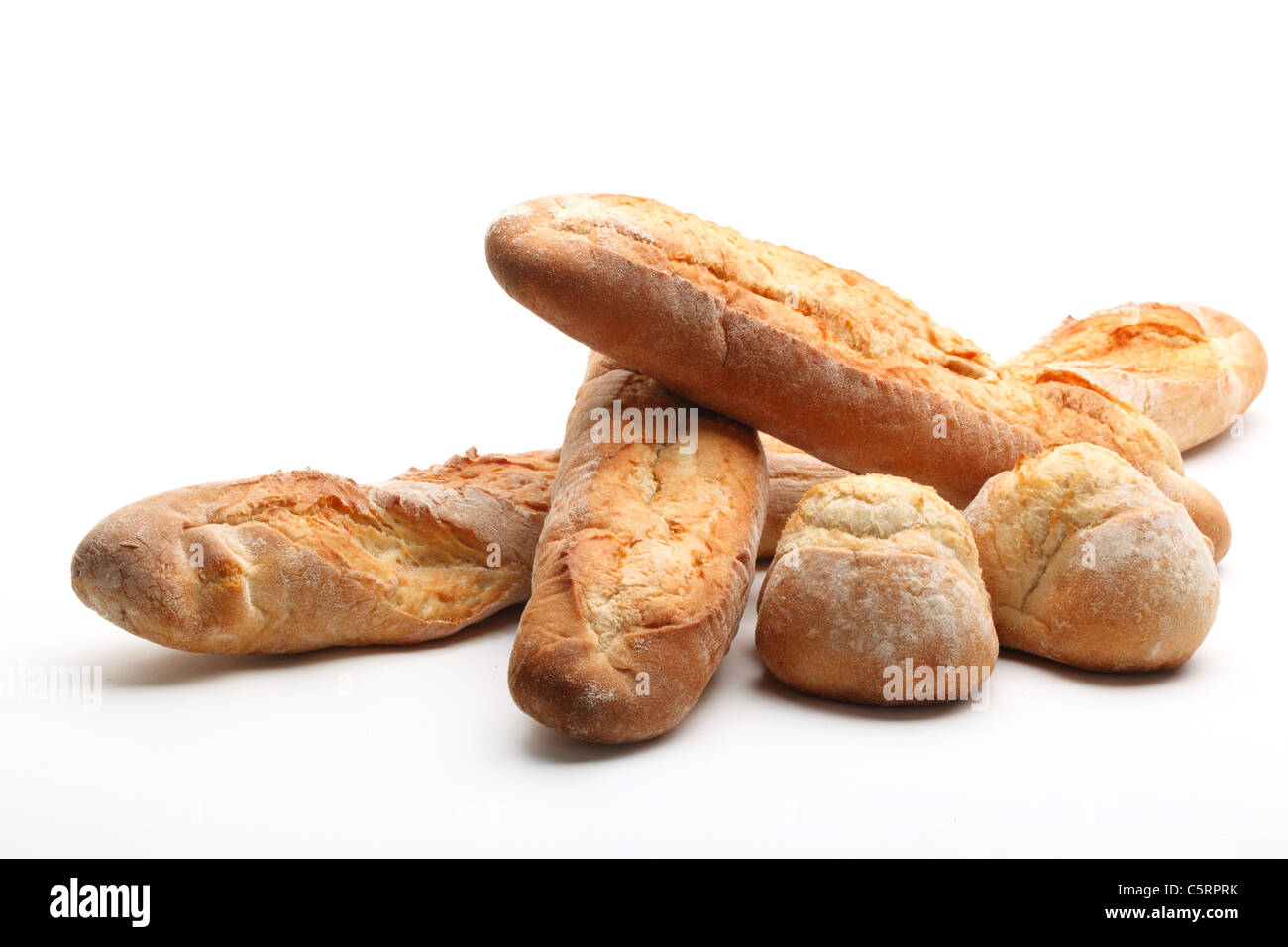 Gesundes natürliches Brot auf weißem Hintergrund Stockfoto