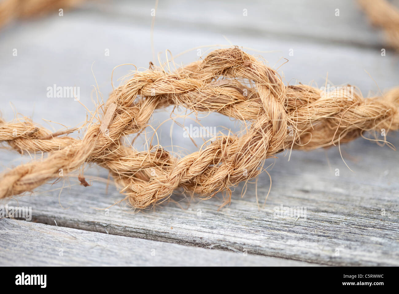 Deutschland, Kreuzknoten von Hanfseil, Nahaufnahme Stockfoto