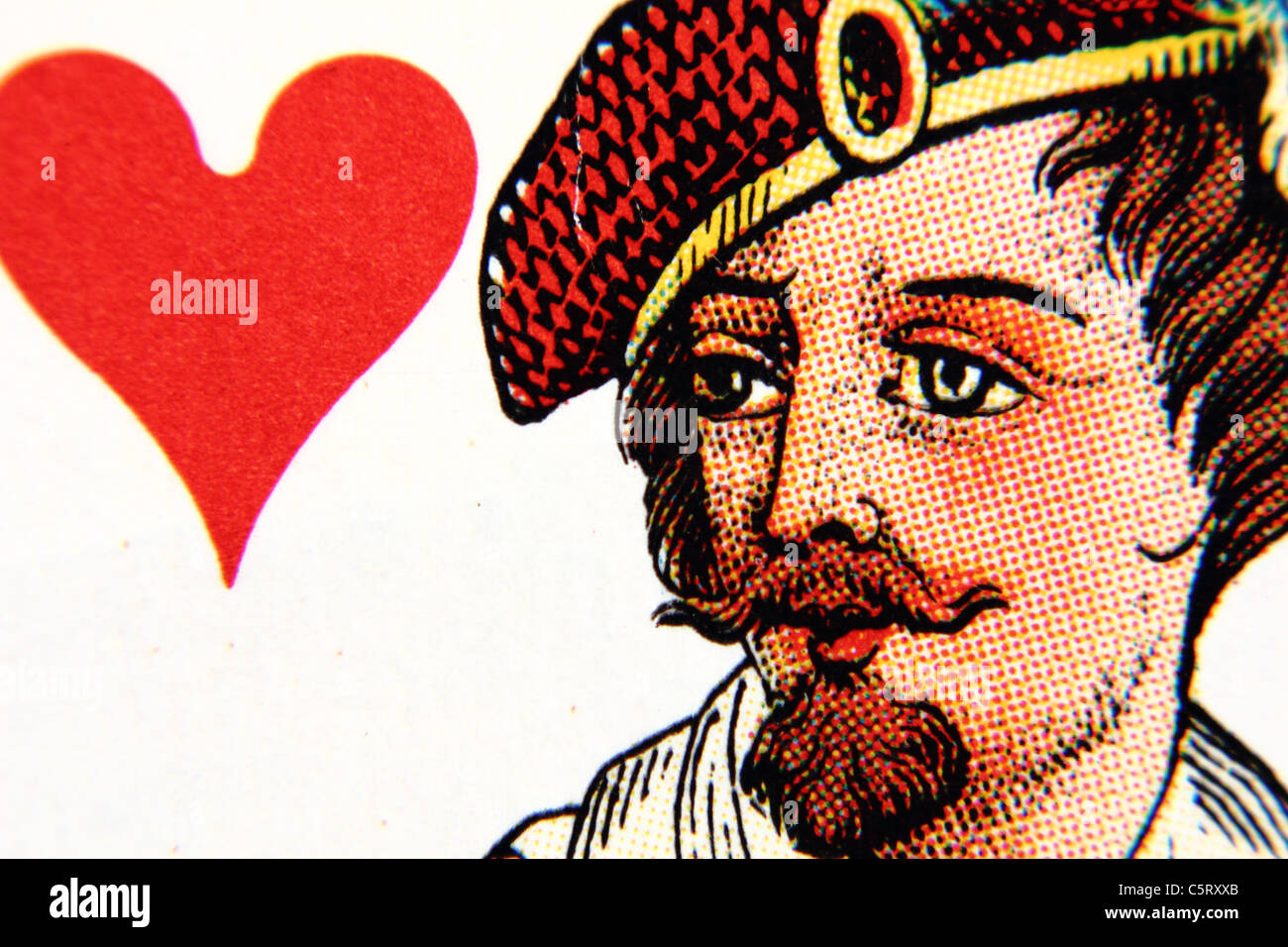 Nahaufnahme Von Einer Spielkarte Herz Bube Stockfotografie Alamy