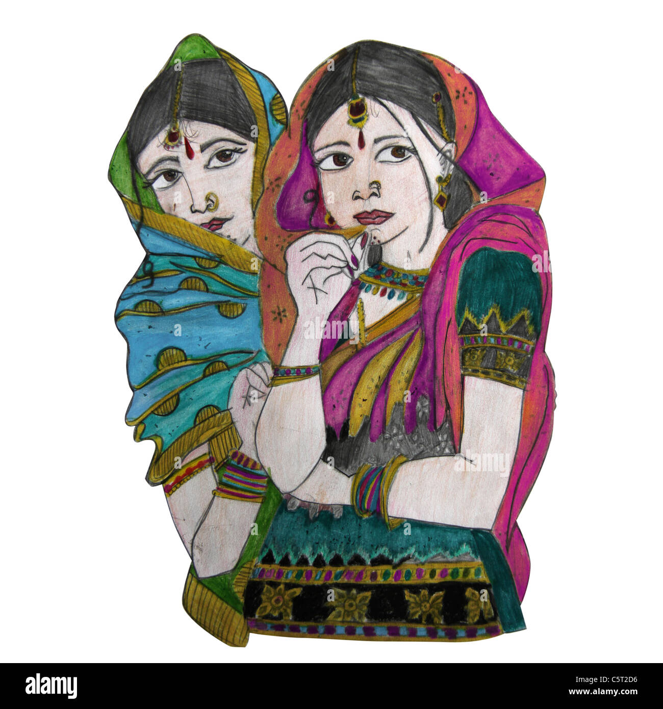 Malerei der nördlichen indischen Frauen Stockfoto