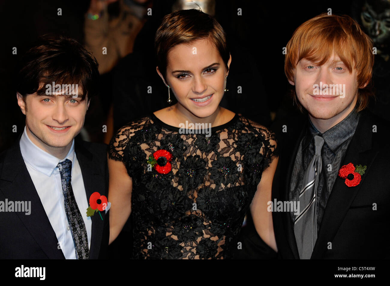 (L-R) Daniel Radcliffe, Emma Watson, Rupert Grint - Bild Copyright Hollywood Kopfschüsse 2011 Stockfoto