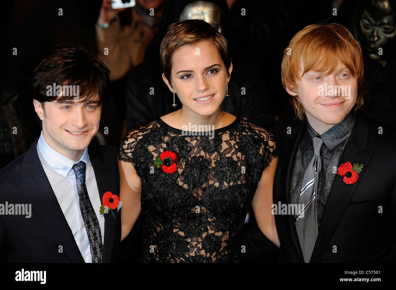 (L-R) Daniel Radcliffe, Emma Watson, Rupert Grint - Bild Copyright Hollywood Kopfschüsse 2011 Stockfoto