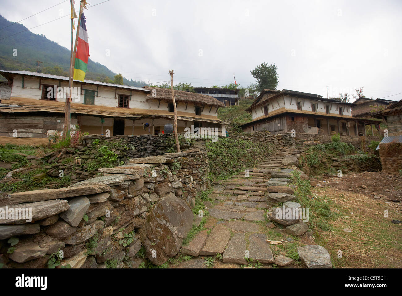Der Himalaya Dorf Landruk auf dem Annapurna Circuit trek Eingang Annapurna Sanctuary, Nepal, Asien Stockfoto