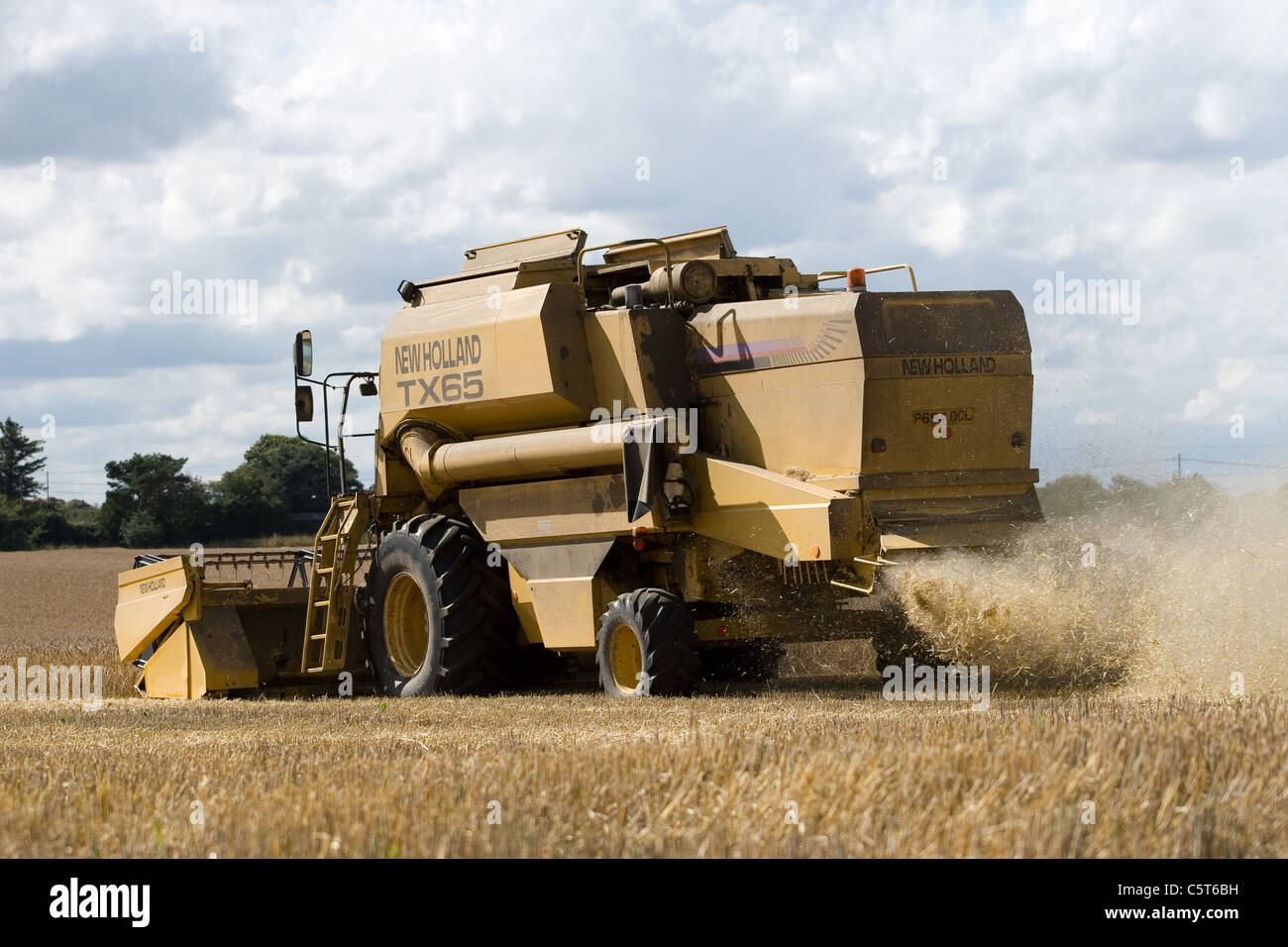 New Holland TX65 Mähdrescher ernten Weizen in Norfolk, Großbritannien. Stockfoto