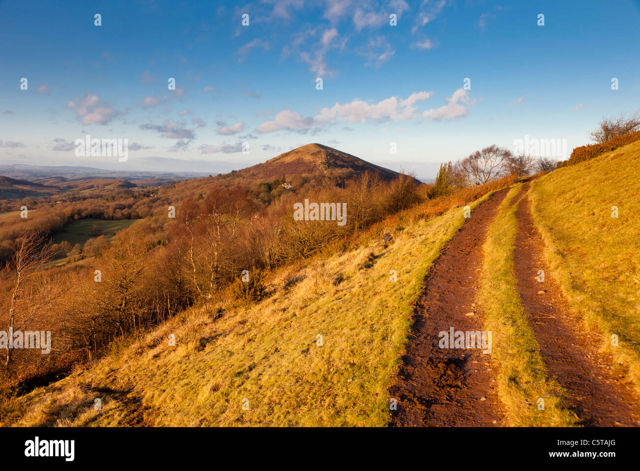 Goldenes Licht auf die Malvern Hills England UK Stockfoto