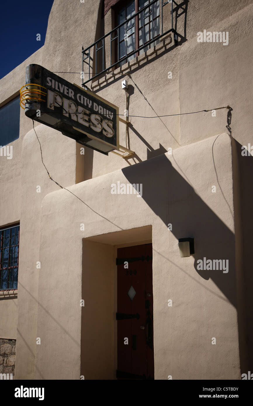Nahaufnahme von Adobe Gebäude in silver City, New Mexiko, usa Stockfoto