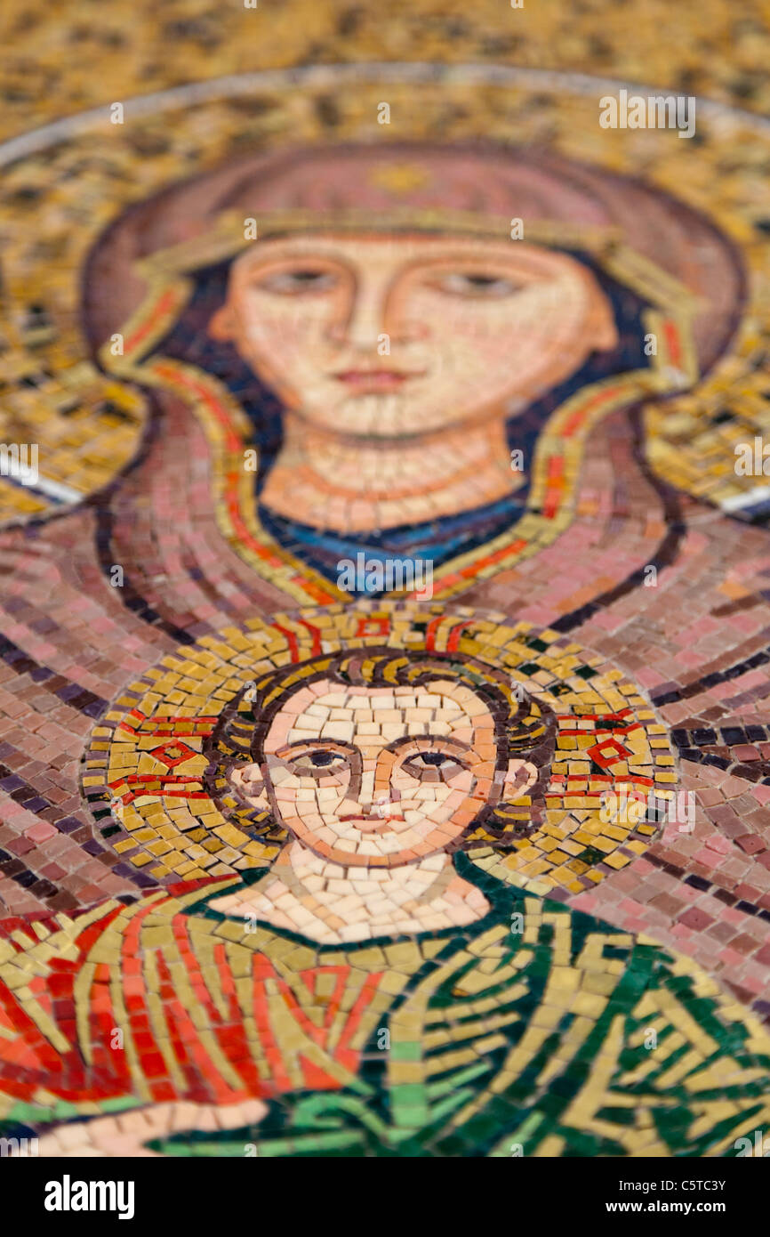 Moasic von Maria und dem Jesuskind in Taormina Sizilien Italien Stockfoto