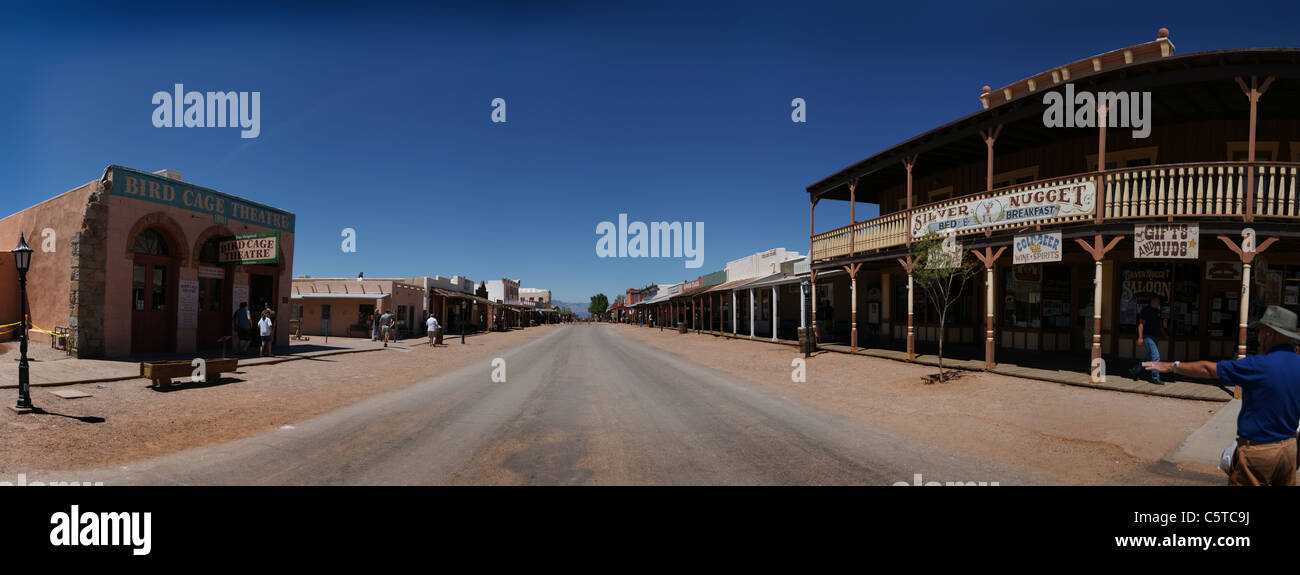 Panorama der wichtigsten Straße Tombstone, Arizona Stockfoto