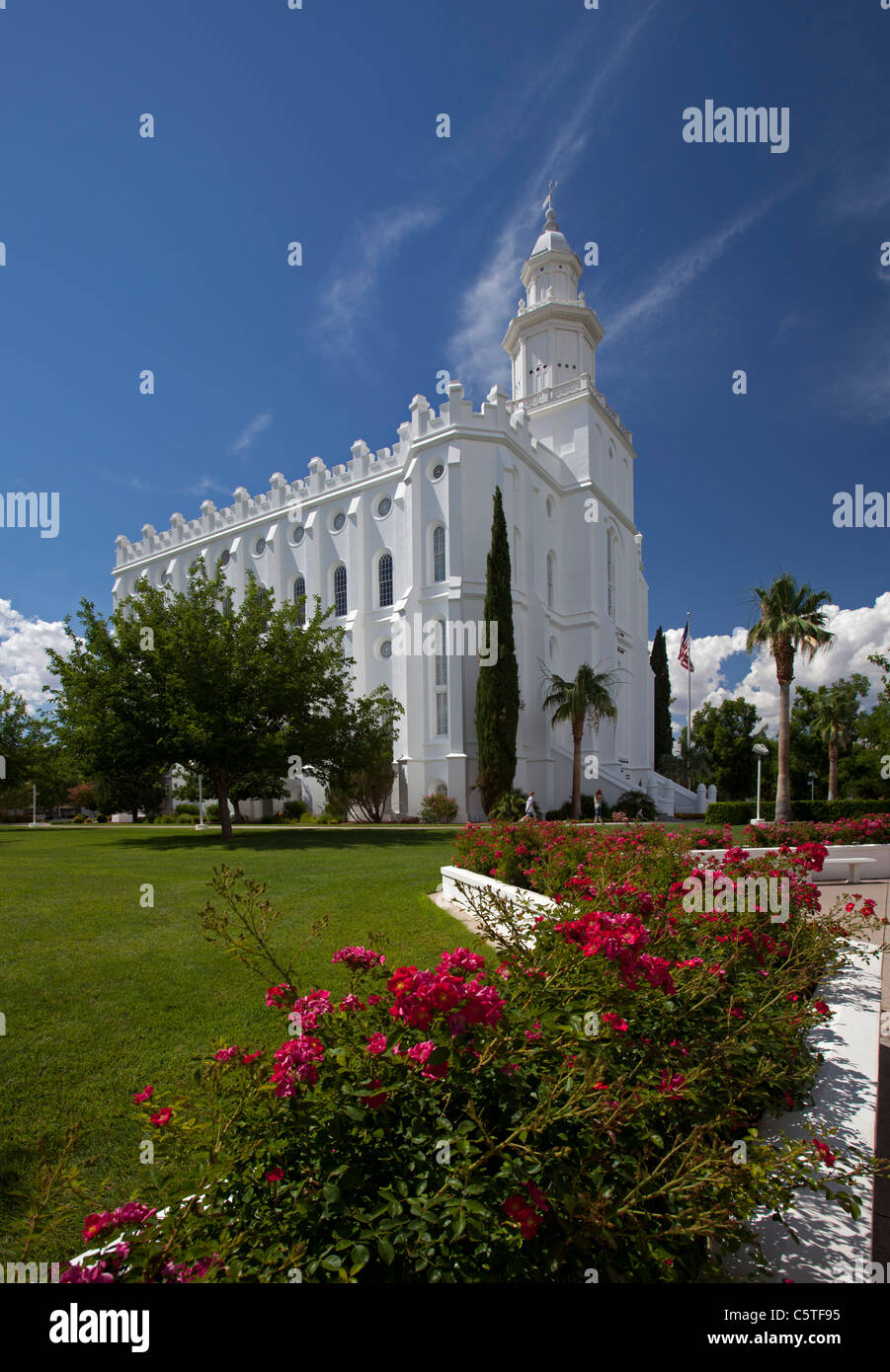 St. George, Utah - The St. George Utah-Tempel, der erste Tempel, ergänzt durch die Mormonen nach ihrer in Utah Ankunft. Stockfoto