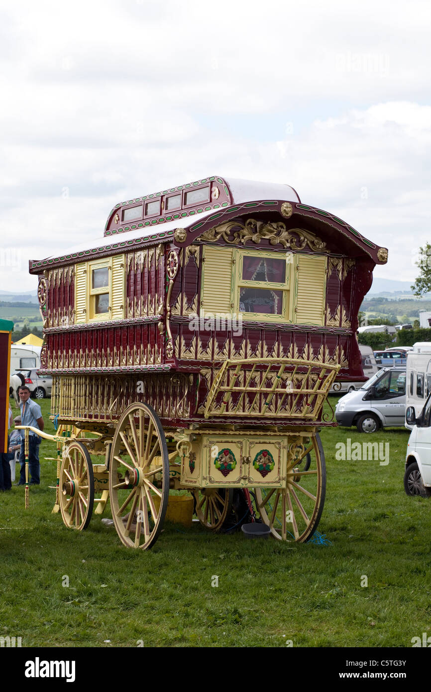 Zigeunerwagen in die jährliche Pferdemesse in Appleby in Westmoreland. Stockfoto