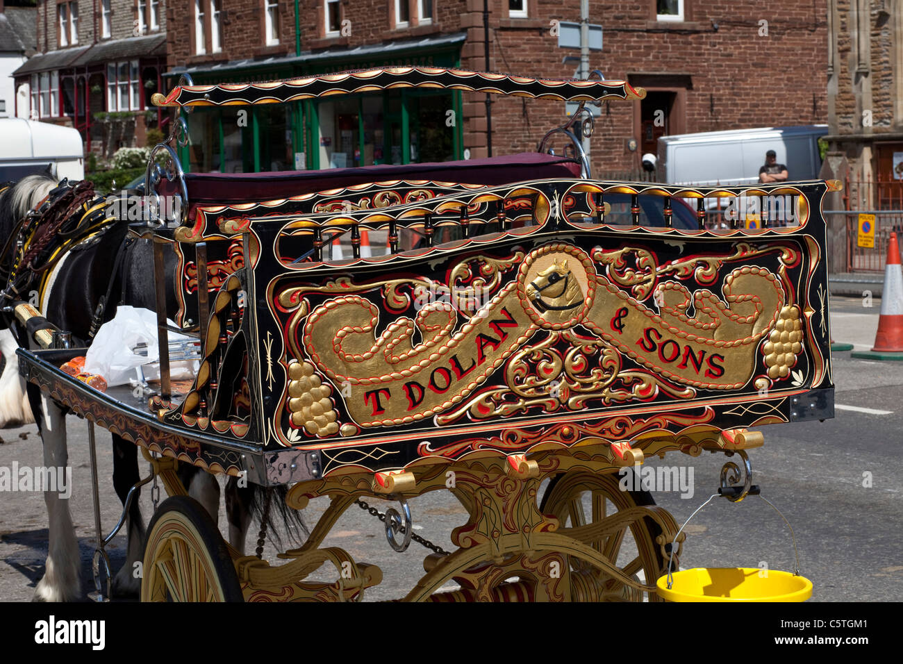 Gypsy-Trailer auf die jährliche Pferdemesse in Appleby in Westmoreland. Stockfoto