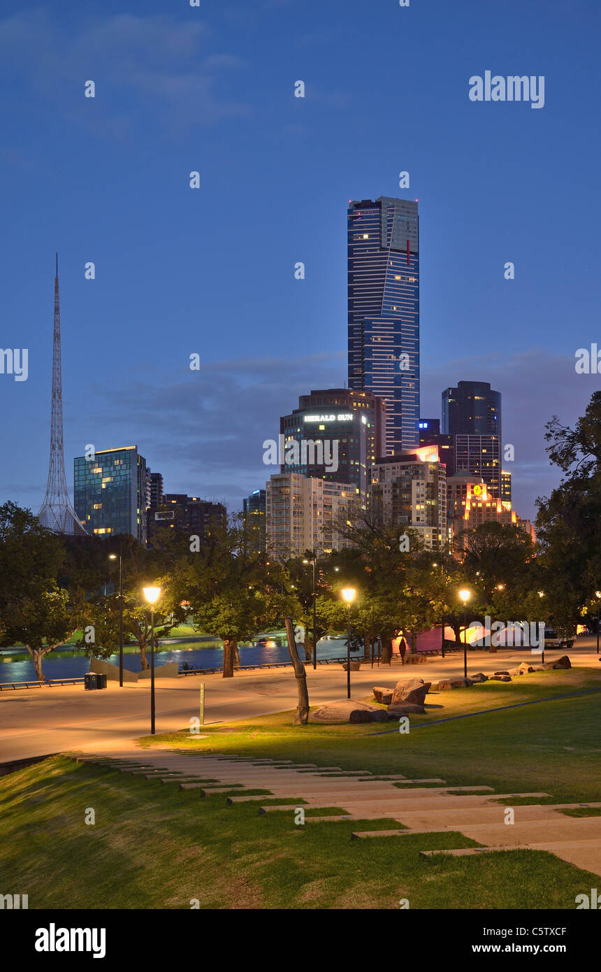 Australien, Victoria, Ansicht von Melbourne central Business District (CBD) und Yarra river Stockfoto