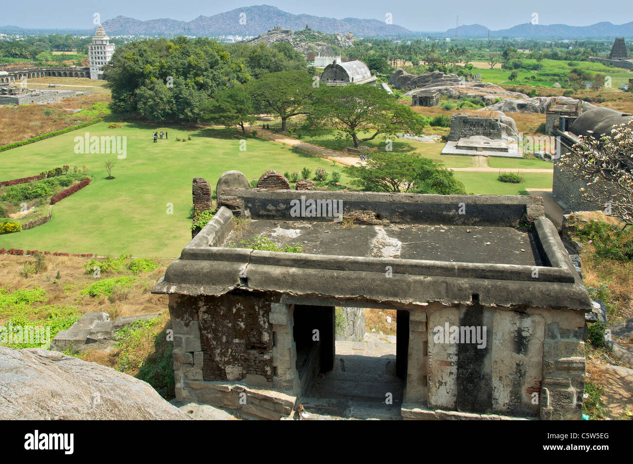 Panoramablick über Fort Gingee Tamil Nadu in Indien Stockfoto