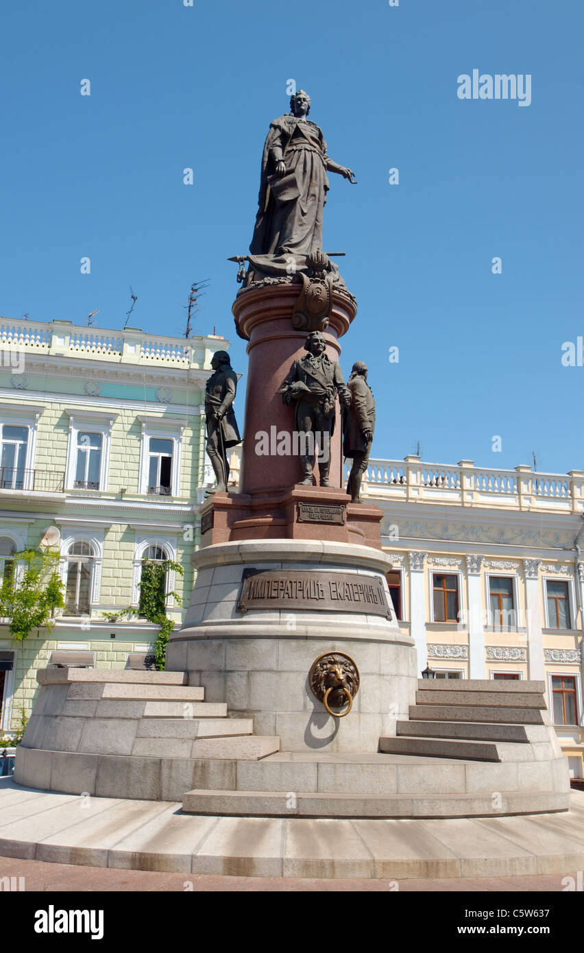 Bronze-Denkmal von Katharina der großen, Kaiserin von Russland, Odessa, Ukraine, Europa Stockfoto