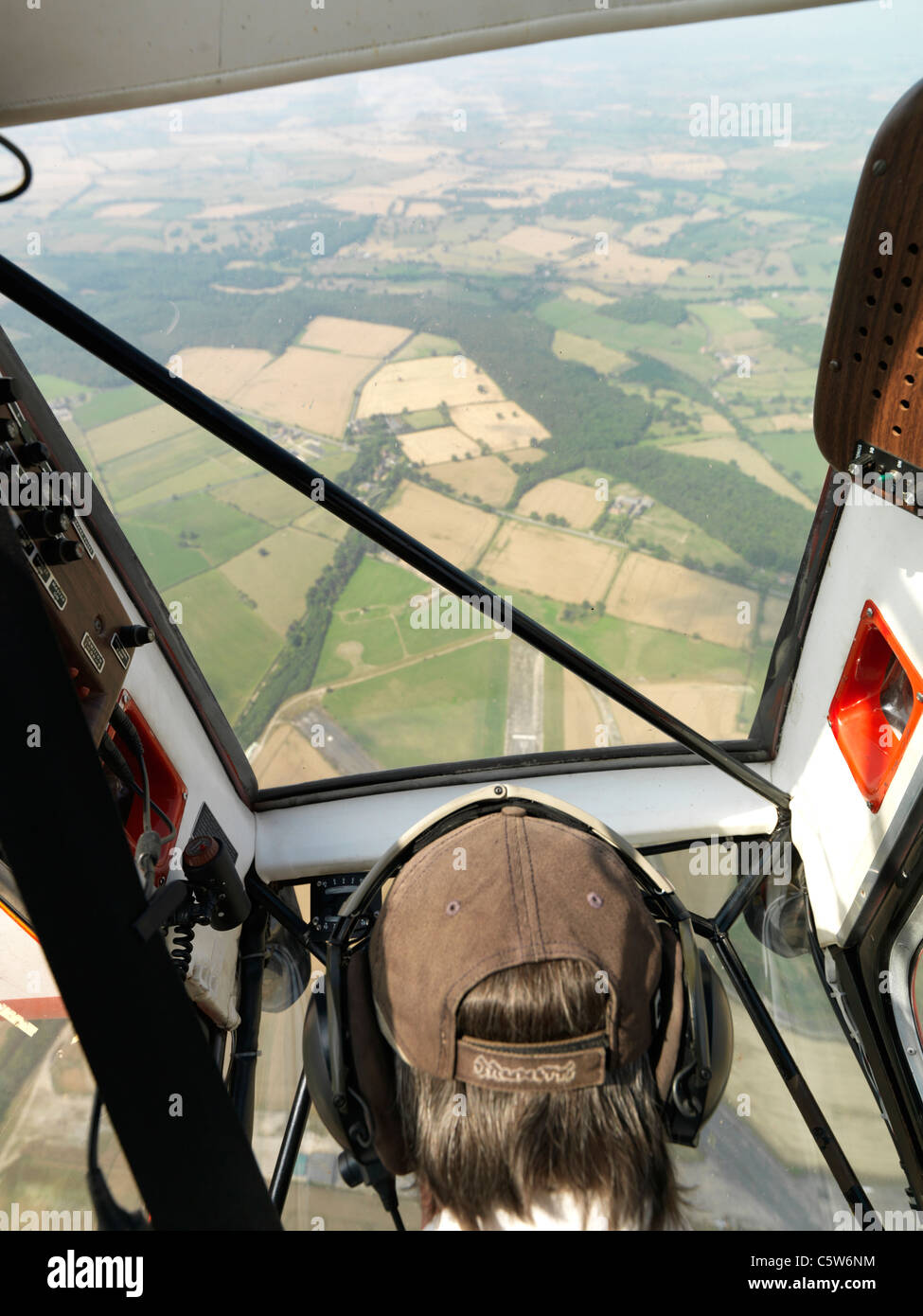 Blick vom Licht Flugzeug-cockpit Stockfoto