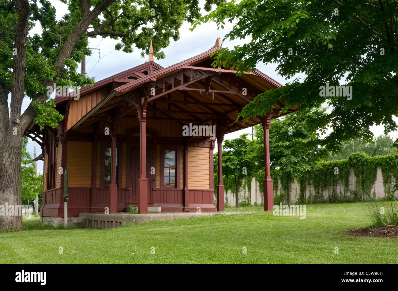 Minnehaha Depot restauriert früher Milwaukee Straße Depot Gebäude an Minnehaha Park von Minneapolis Minnesota Stockfoto