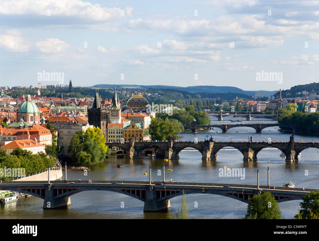 Tschechien, Prag, Vitava Fluss, Brücken Stockfoto