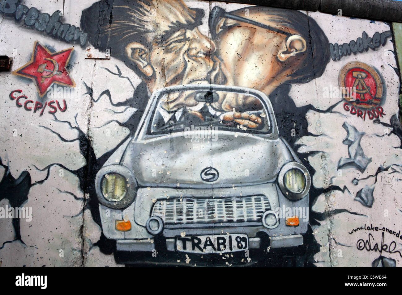 Deutschland, Berlin, Berliner Mauer, Wandbild Malerei, Graffiti Stockfoto