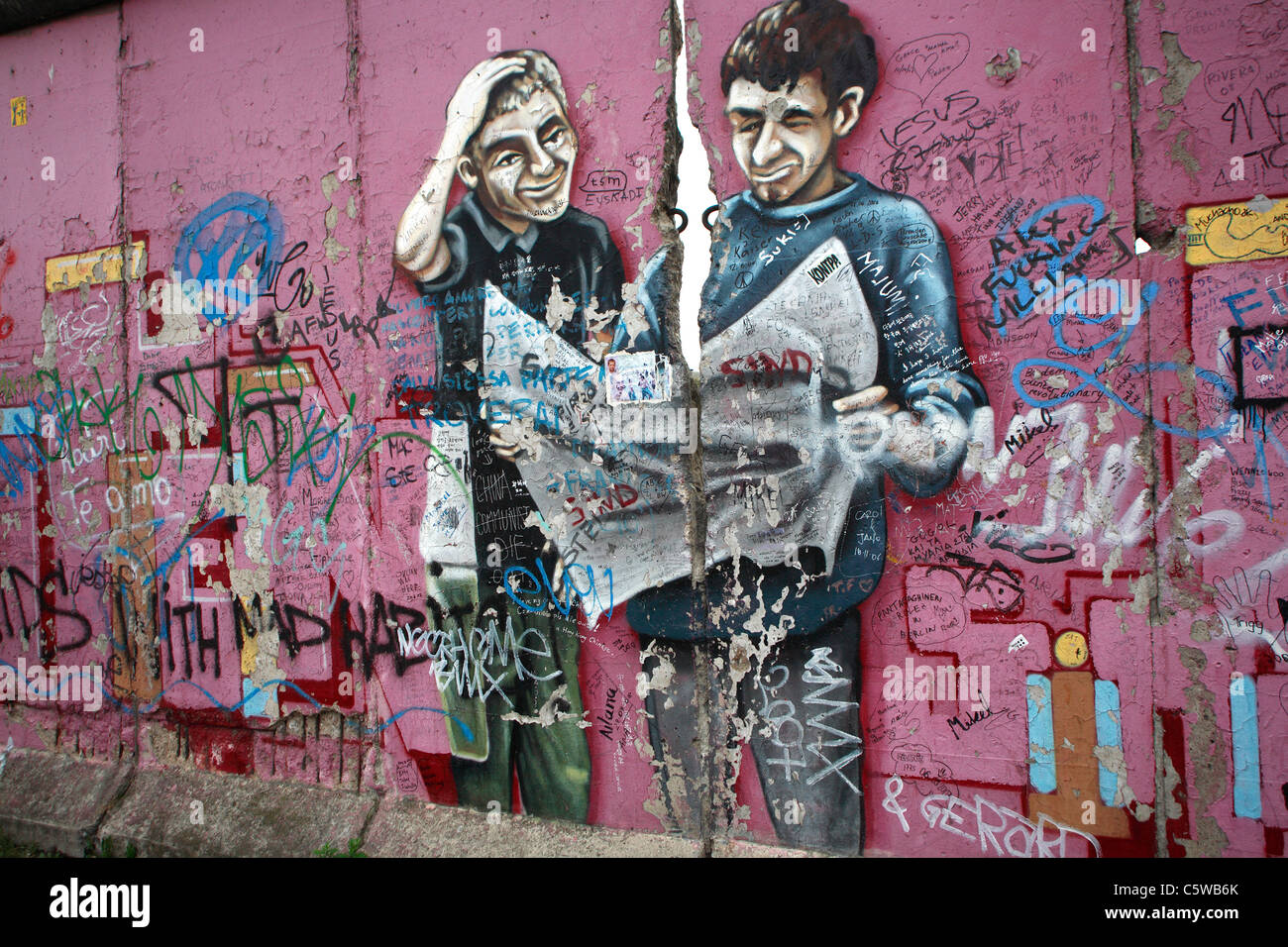 Deutschland, Berlin, Berliner Mauer, Graffiti Stockfoto