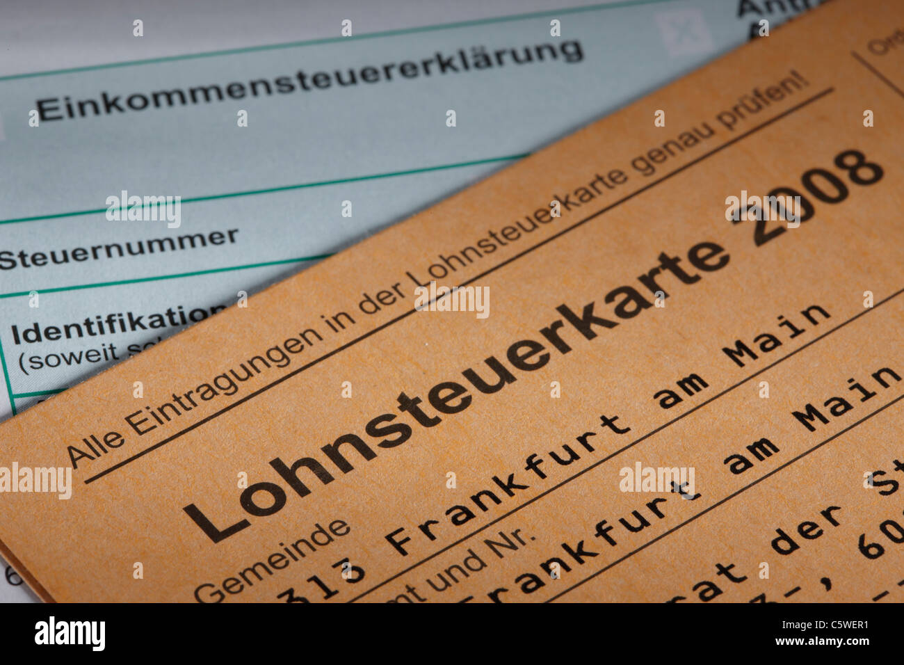 Lohnsteuerkarte, close-up Stockfoto