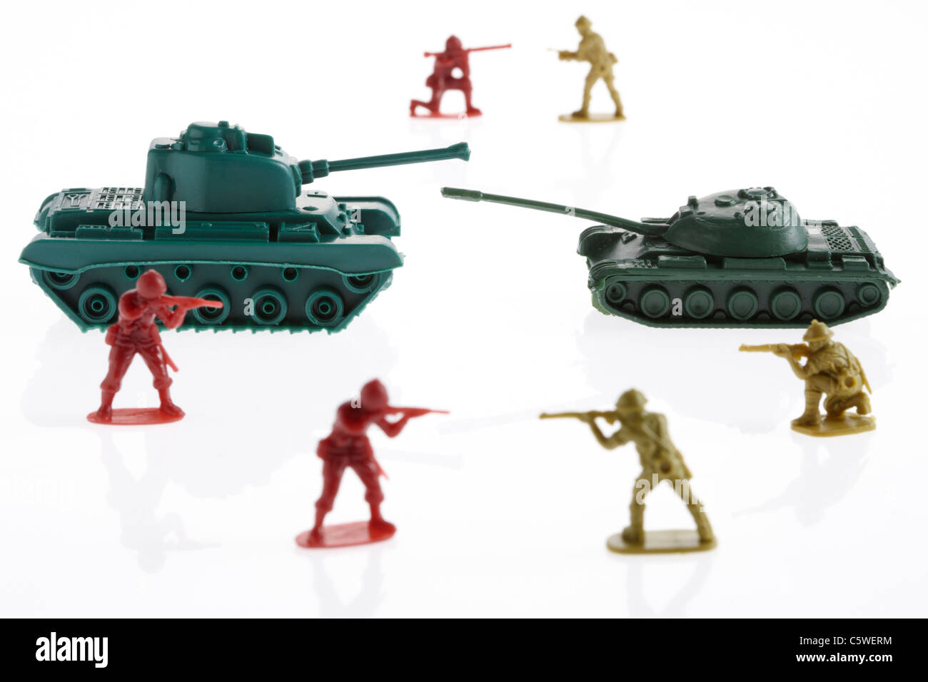 Spielzeug-Soldat und Spielzeug Panzer Stockfoto