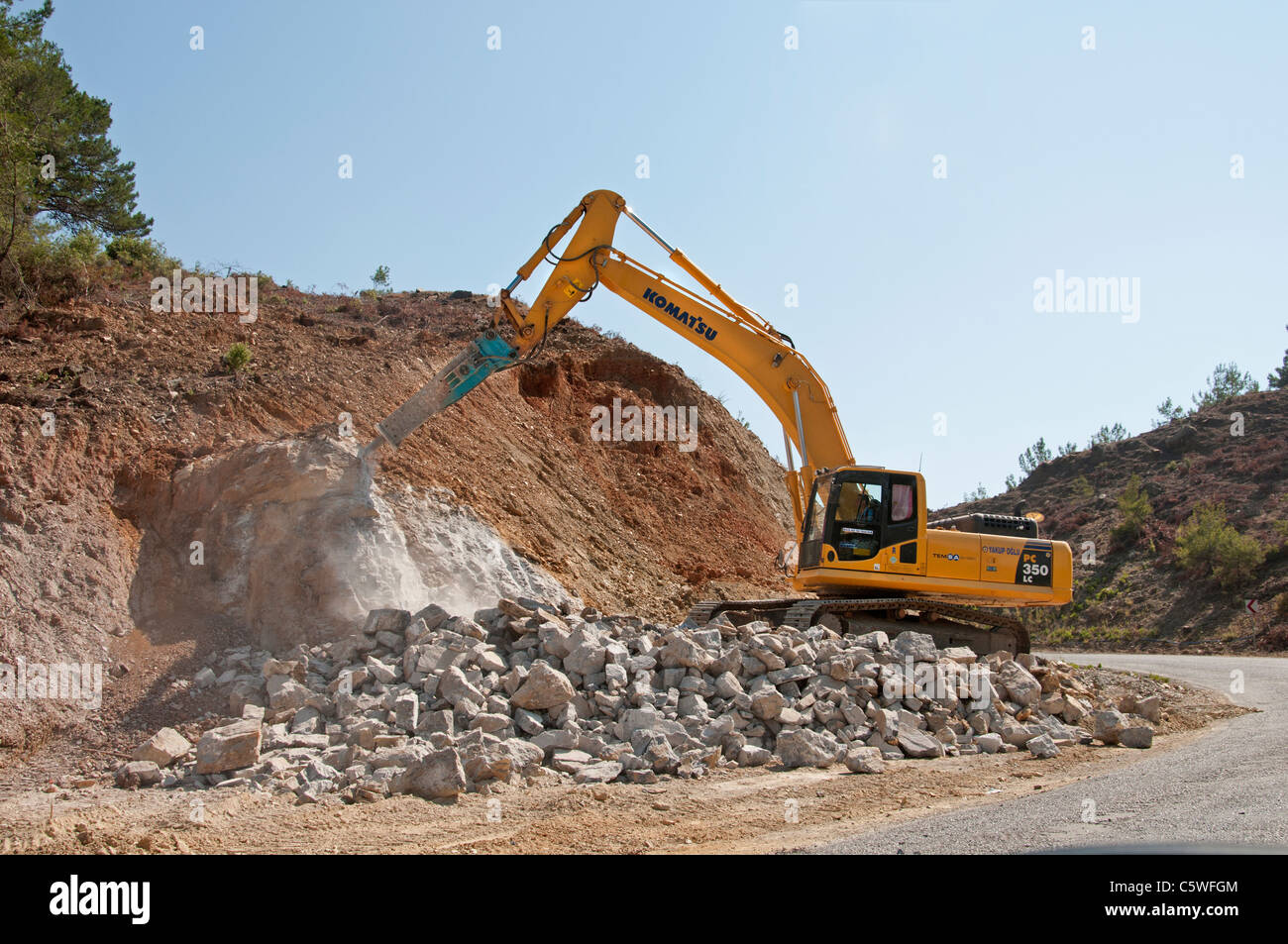 Süd Türkei türkische Bau neuer Straßen Arbeit Straßenarbeiten Stockfoto