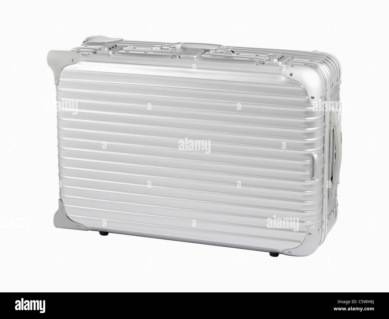 Aluminium Etui auf weißem Hintergrund Stockfoto