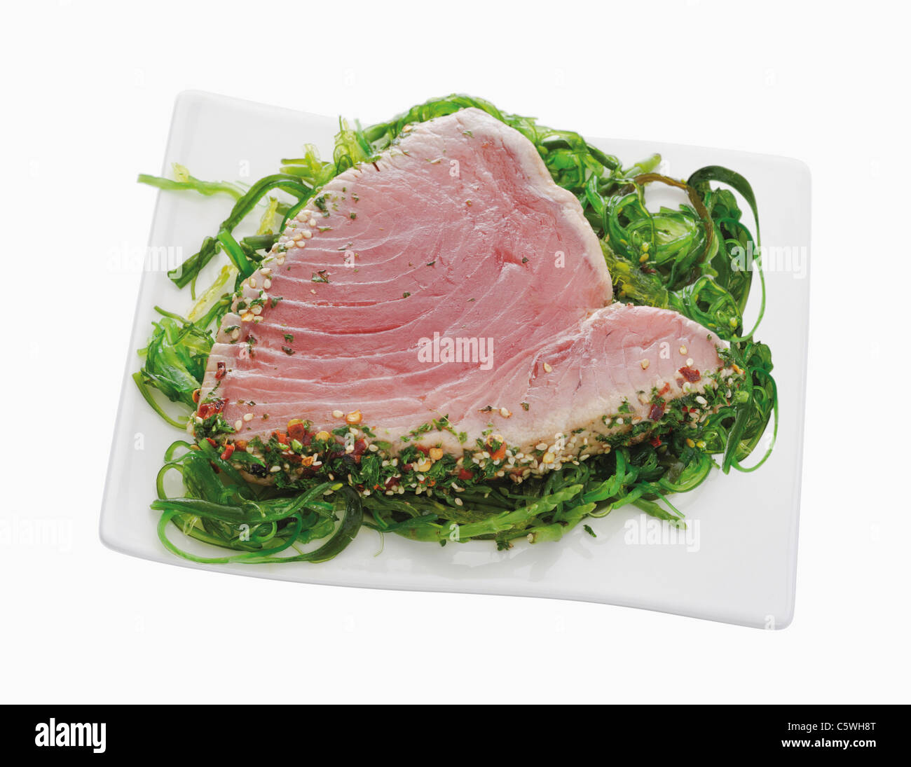 Fisch Filet auf weißem Hintergrund, Nahaufnahme Stockfoto