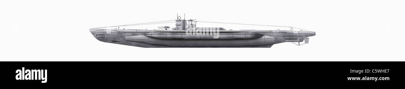 Illustration des u-Boot vor weißem Hintergrund, Nahaufnahme Stockfoto