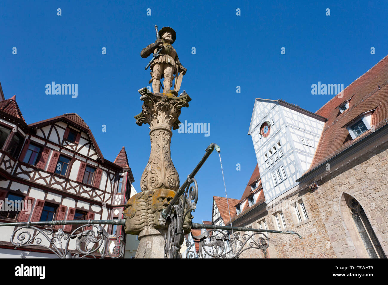 Deutschland, Baden-Württemberg, Reutlingen, Blick auf Maximilian Brunnen Stockfoto