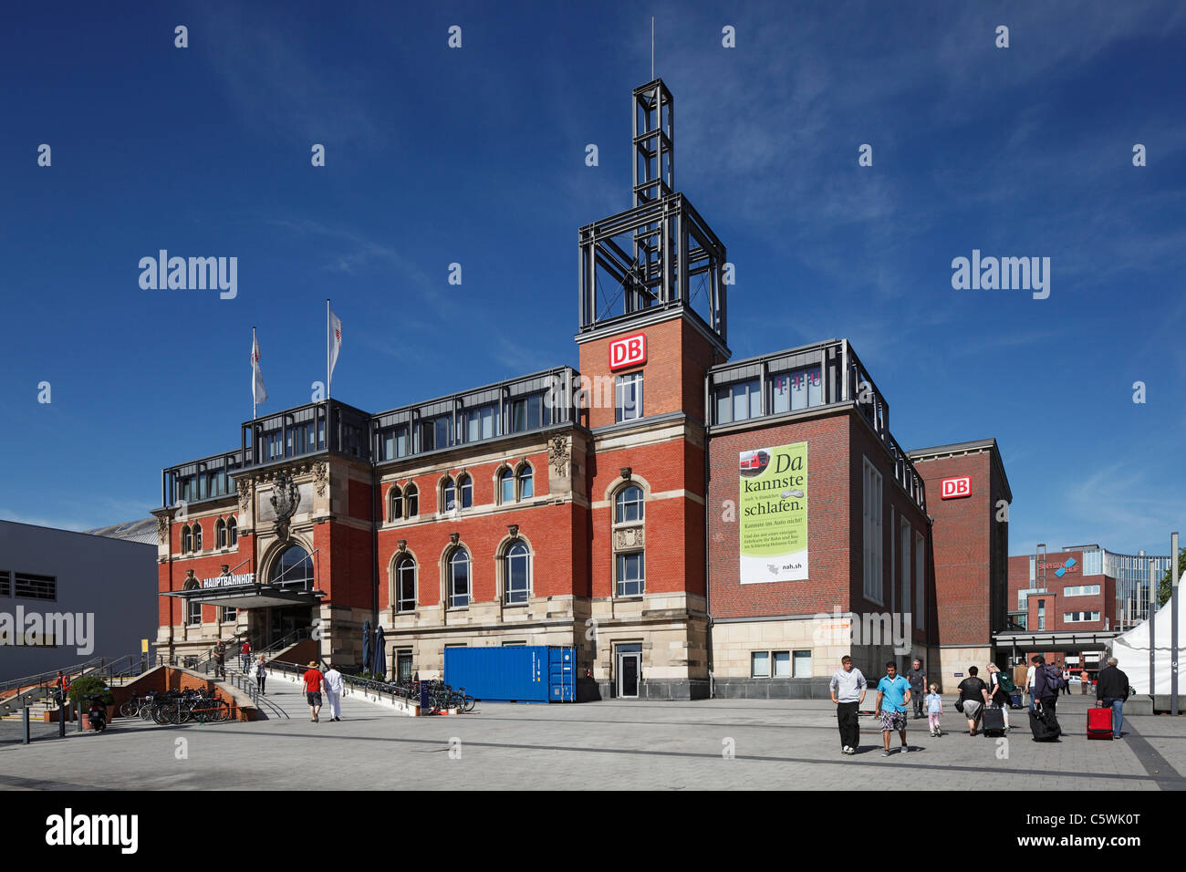 Bahnhofsgebaeude Vom Hauptbahnhof in Kiel, Kieler Foerde, Ostsee, Schleswig-Holstein Stockfoto