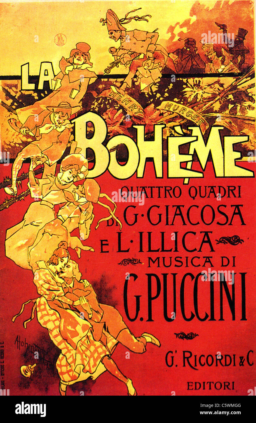 LA BOHEME-Plakat für die Originalproduktion 1896 der Puccini Oper von Adolfo Hohenstein Stockfoto
