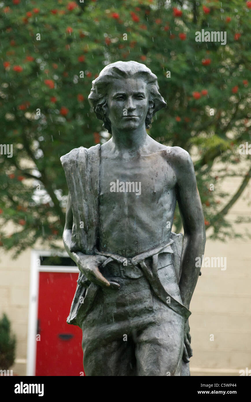 Statue des berühmten Mariner Captain James Cook als junger Mann bei Great Ayton North Yorkshire, wo er zur Schule ging Stockfoto