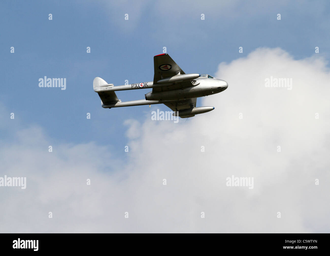 DE HAVILLAND VAMPIRE JET RNOAF historischen Flug 2. Juli 2011 Stockfoto