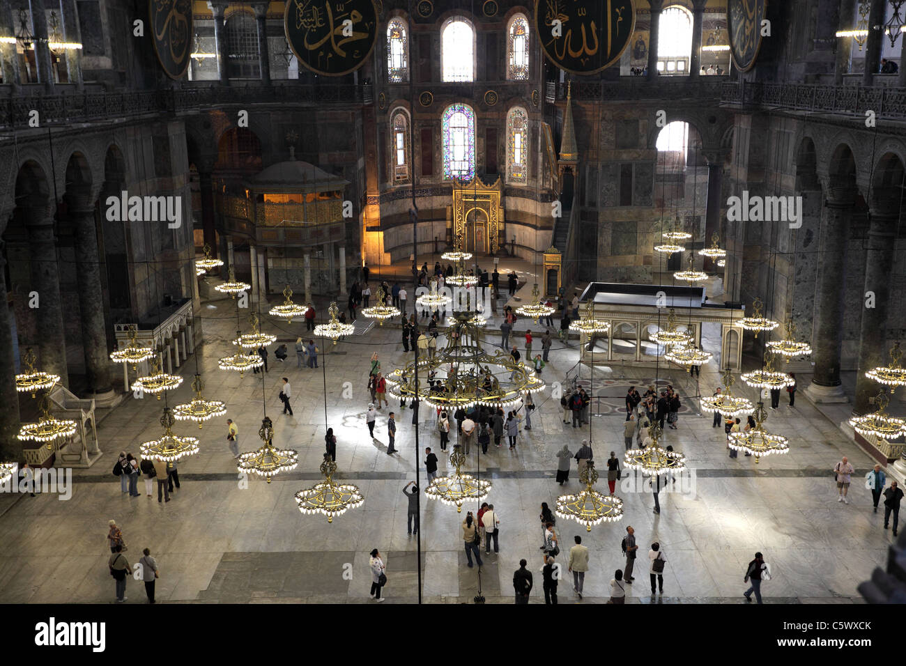 Im Inneren der Hagia-Sophia-Moschee in Istanbul, Türkei Stockfoto