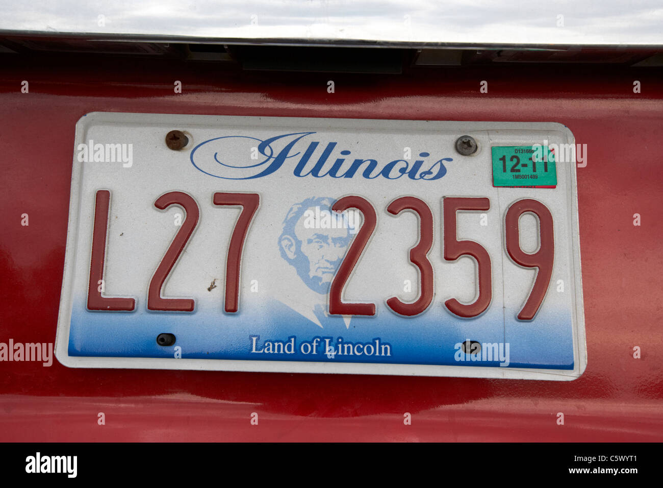 Illinois Land Lincolns Fahrzeug Nummernschild Staat usa Stockfoto