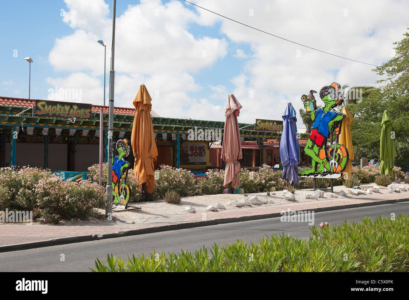 Smokey Joes island Grill, Aruba, Karibik, von außerhalb des Restaurants Stockfoto